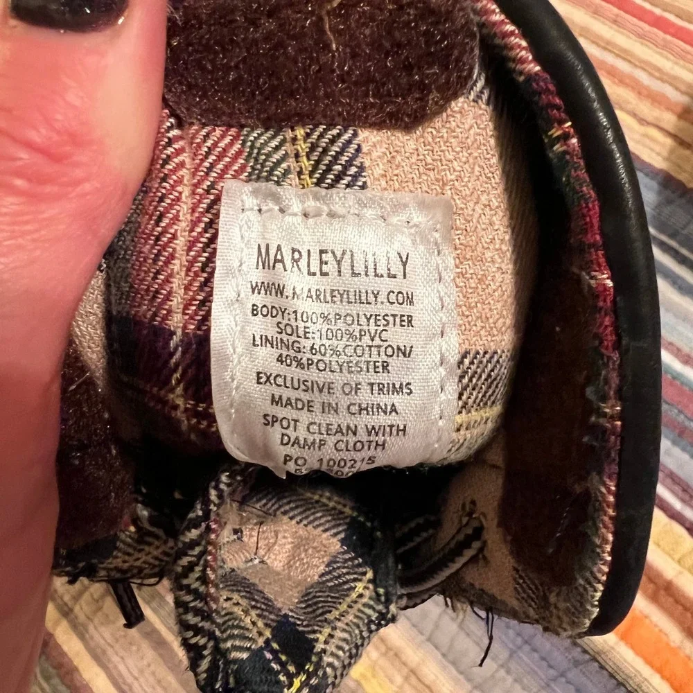 MarleyLilly Kids Duck Boots Size 12 Herringbone Plaid Lined Waterproof